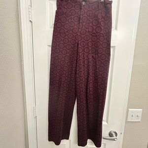 Truth Women's Maroon Geometric Wide Leg Pants